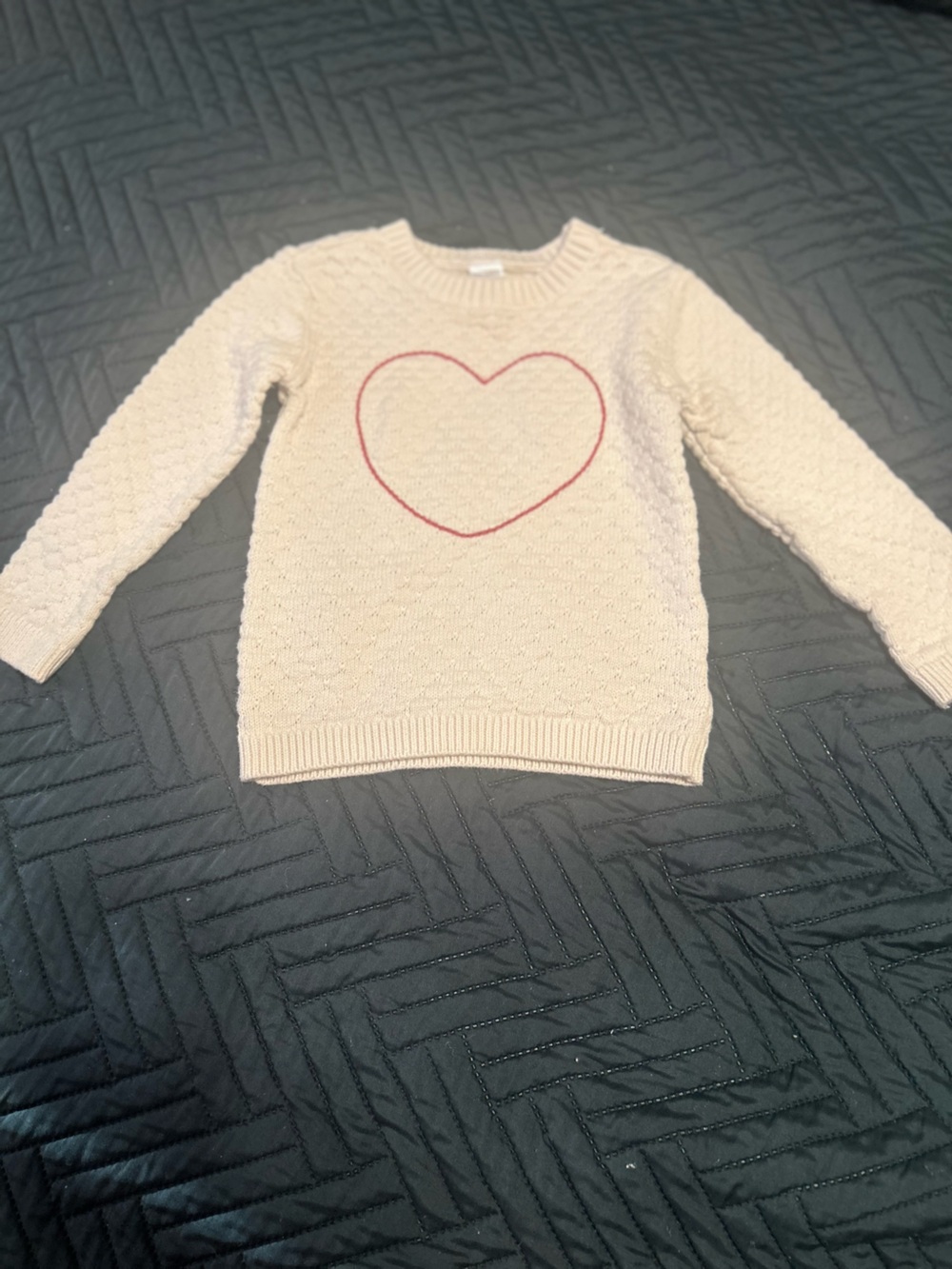 Carter's Cream Knit Sweater with Red Heart